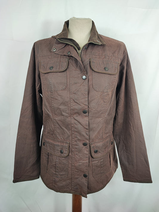Barbour Giacca corta marrone donna Utility Medium 42 Lady Brown Utility wax Jacket uk12