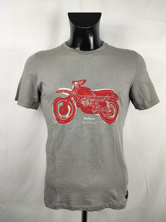 T-shirt Barbour grigia da uomo in cotone taglia Small