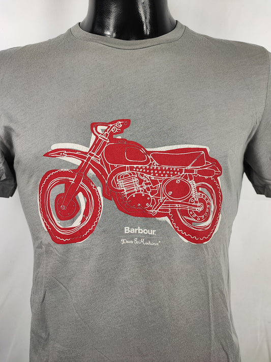 T-shirt Barbour grigia da uomo in cotone taglia Small