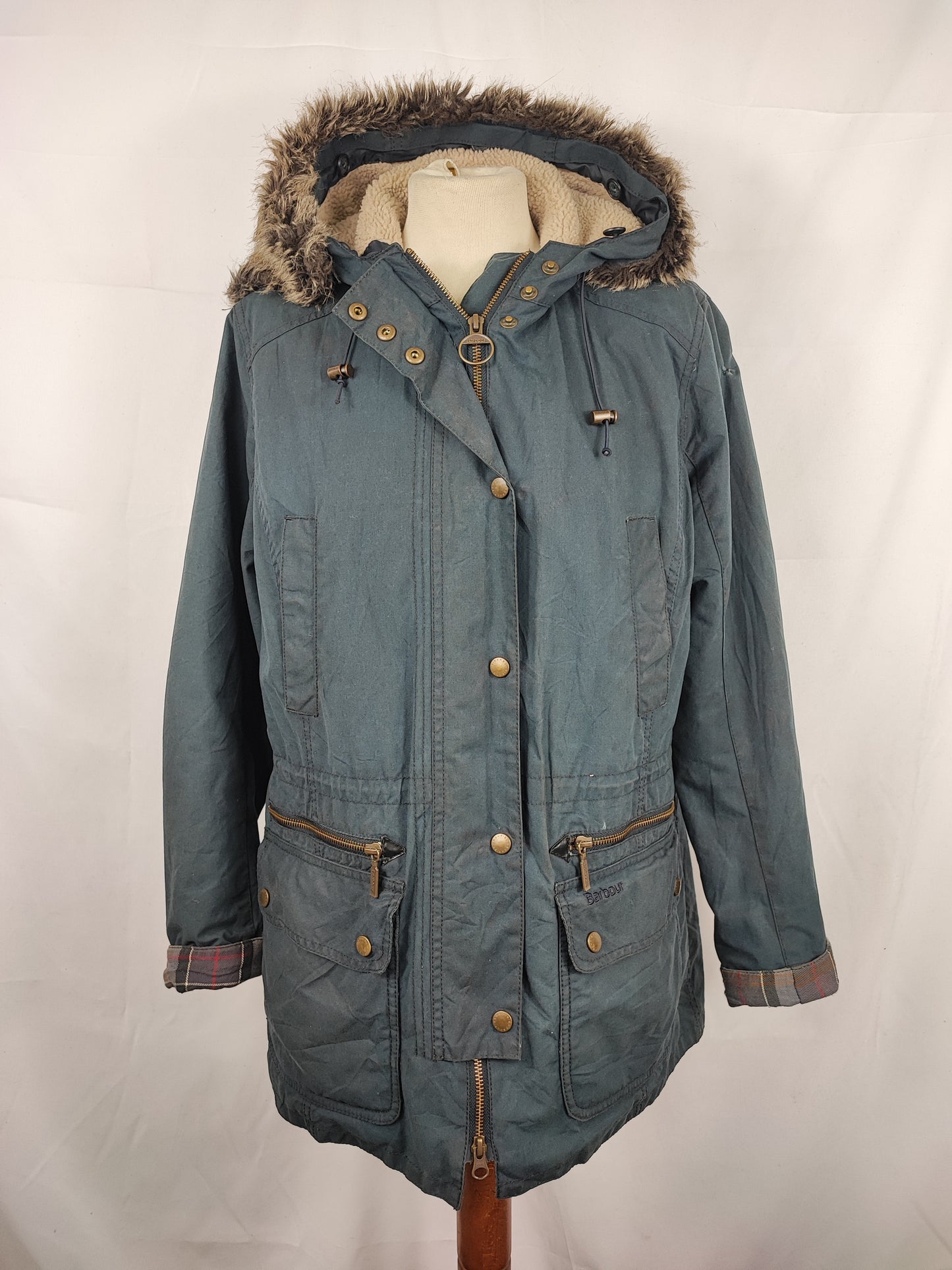 Giacca Barbour donna blu cerata e imbottita tg. 44 UK14 Medium Kelsall Navy Wax jacket
