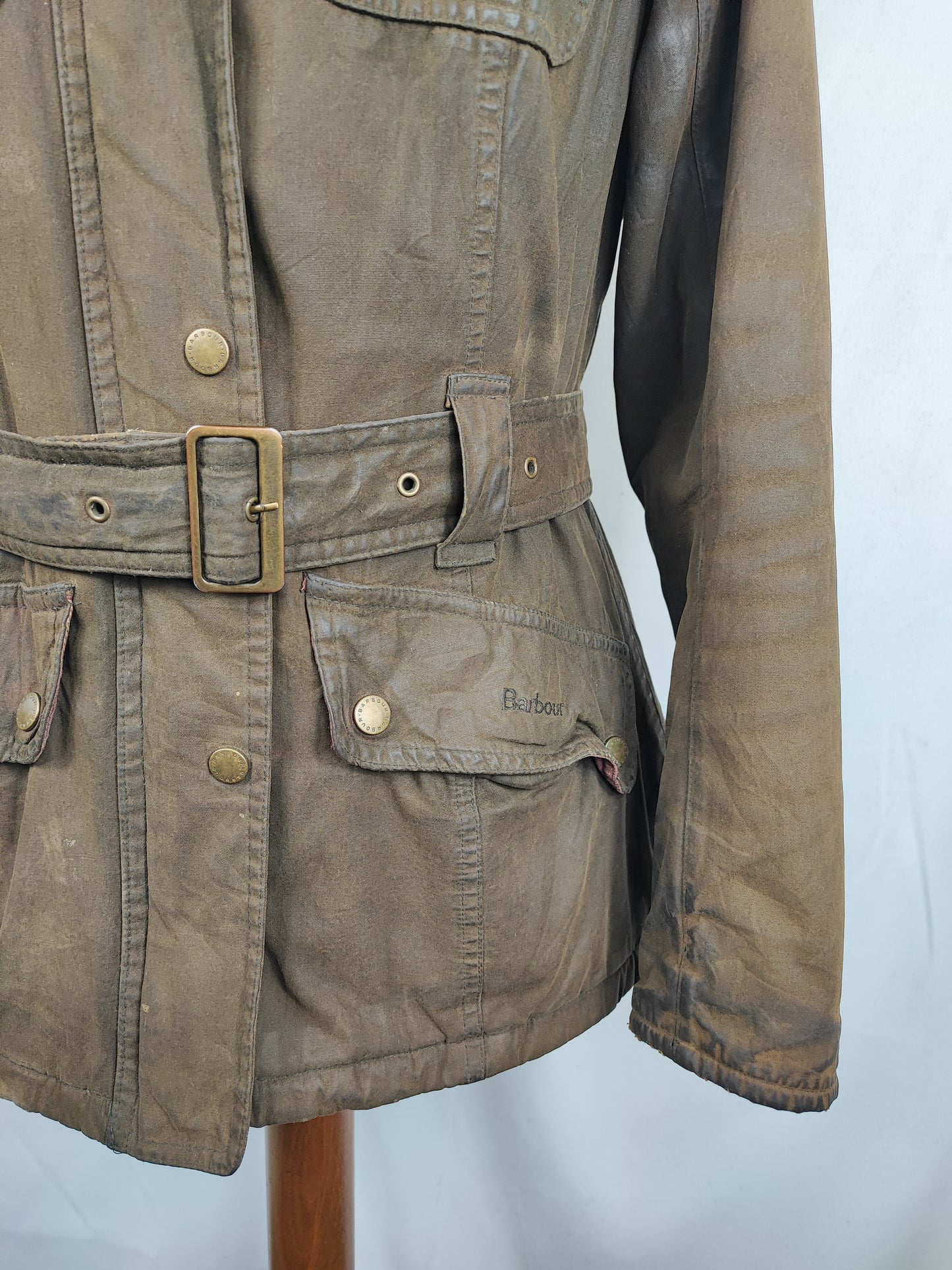 Barbour Giacca da donna oliva Medium Tg.42/44 Equine Lady Olive cotton jacket size uk14