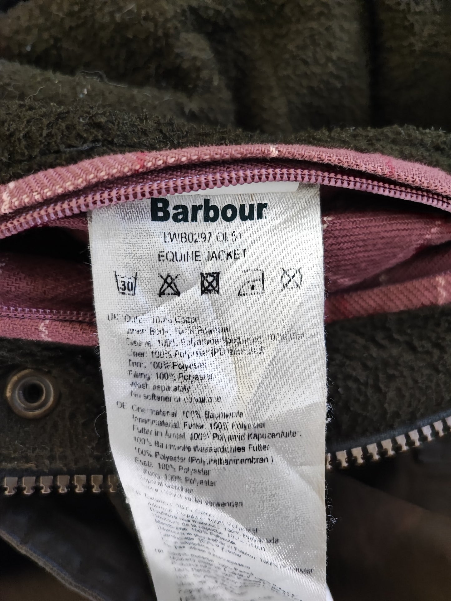 Barbour Giacca da donna oliva Medium Tg.42/44 Equine Lady Olive cotton jacket size uk14
