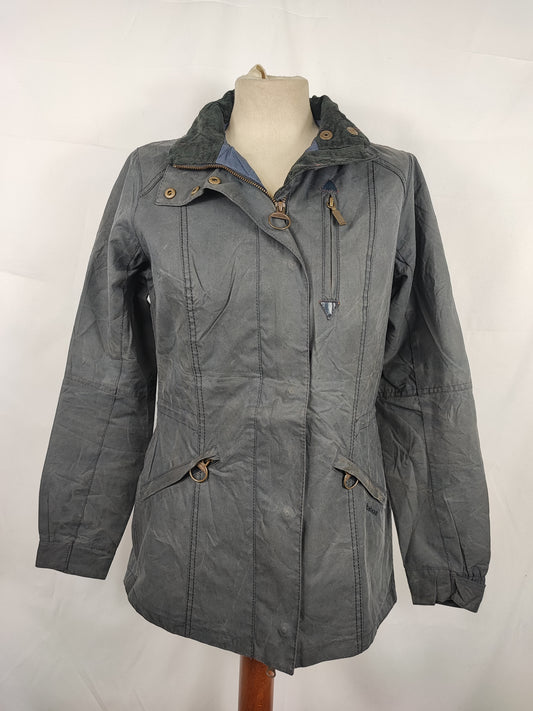 Giacca Barbour donna Badminton blu cerata UK8 Xsmall Navy wax Lady jacket Xsmall size Uk8