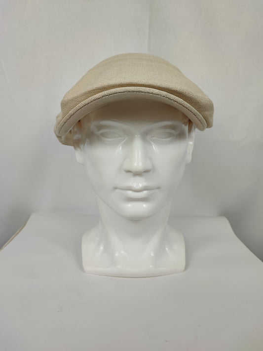 Coppola nuova inglese liscia in Lino beige- New English Beige Linen Flat Cap