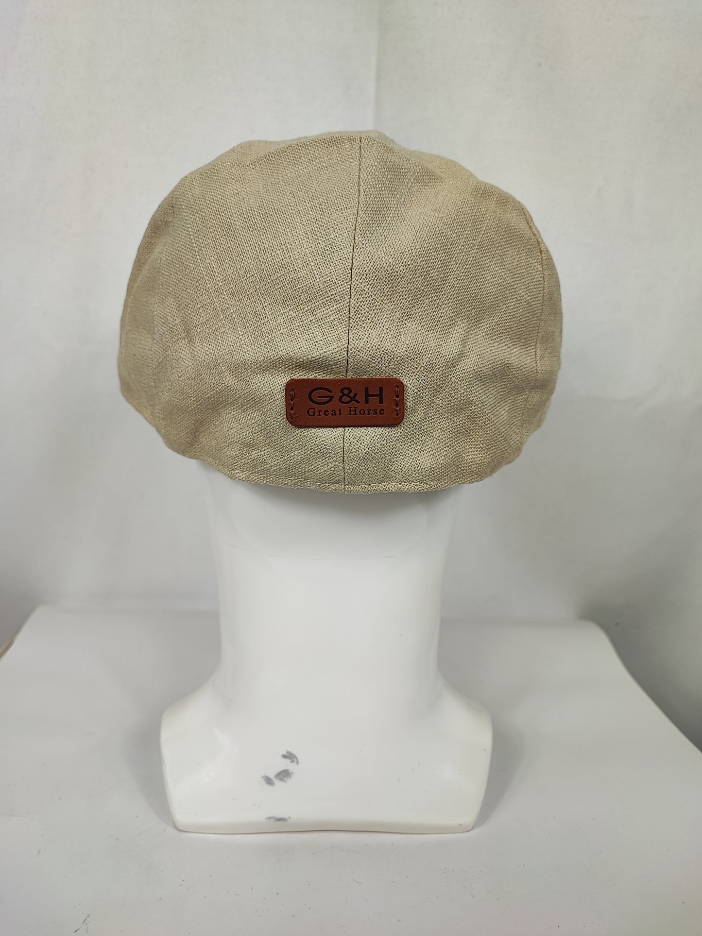 Coppola nuova inglese liscia in Lino beige- New English Beige Linen Flat Cap