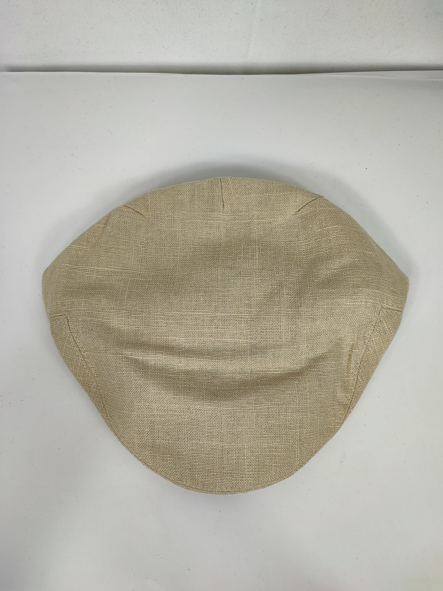 Coppola nuova inglese liscia in Lino beige- New English Beige Linen Flat Cap