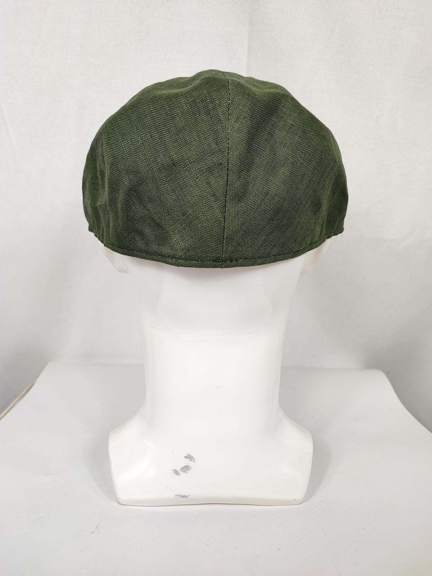 Coppola nuova inglese liscia in Lino verde militare -  New English Olive Linen Flat Cap