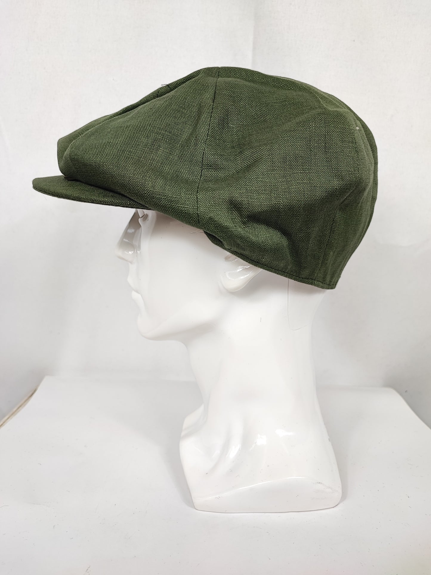Coppola nuova inglese in lino verde militare Newsboy Cap - Peaky Blinders Olive Linen Newsboy Cap