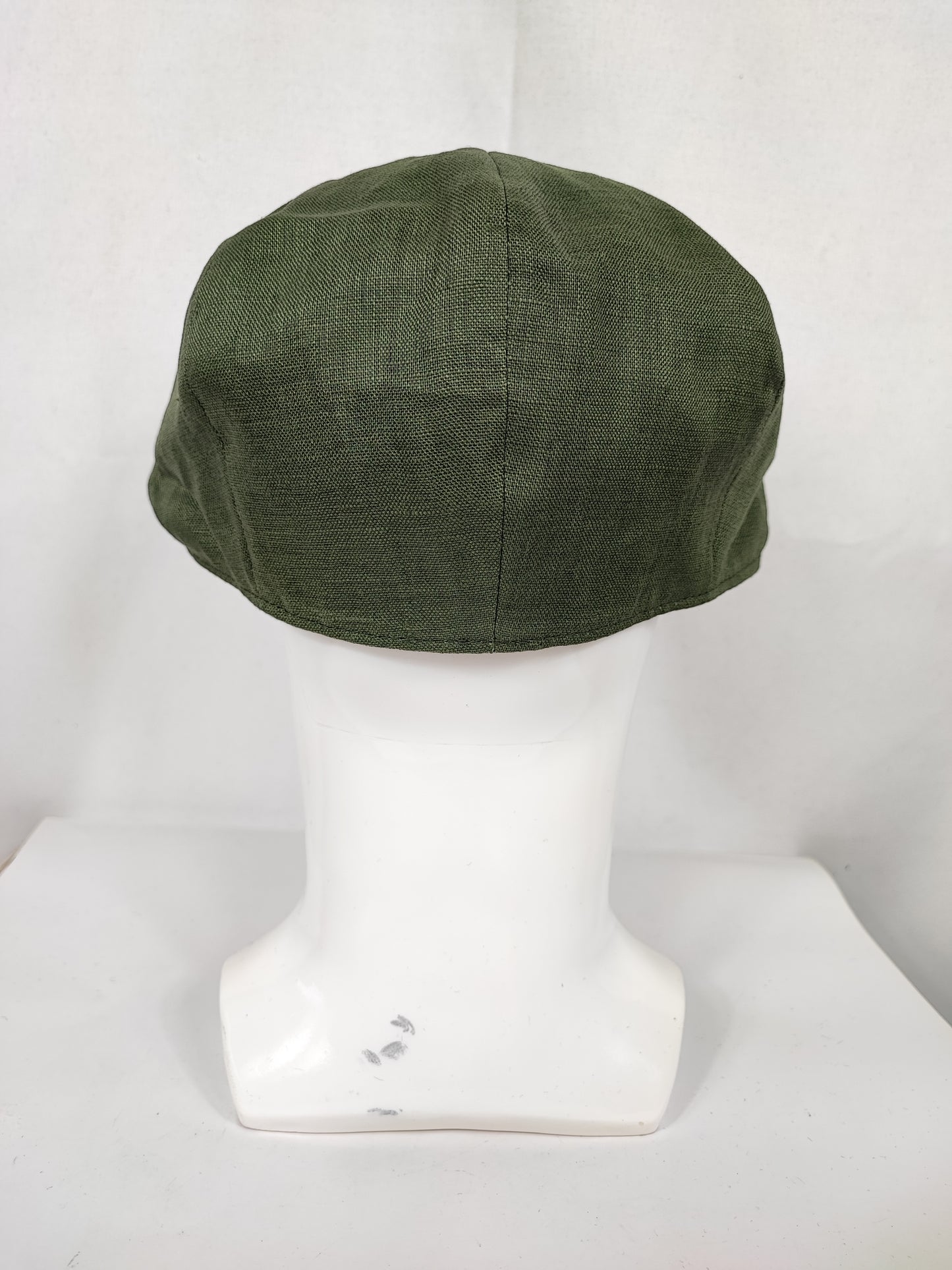 Coppola nuova inglese in lino verde militare Newsboy Cap - Peaky Blinders Olive Linen Newsboy Cap