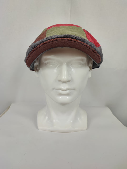 Coppola liscia nuova inglese in Lino Multicolore - New Patch Multicolor Linen Flat Cap