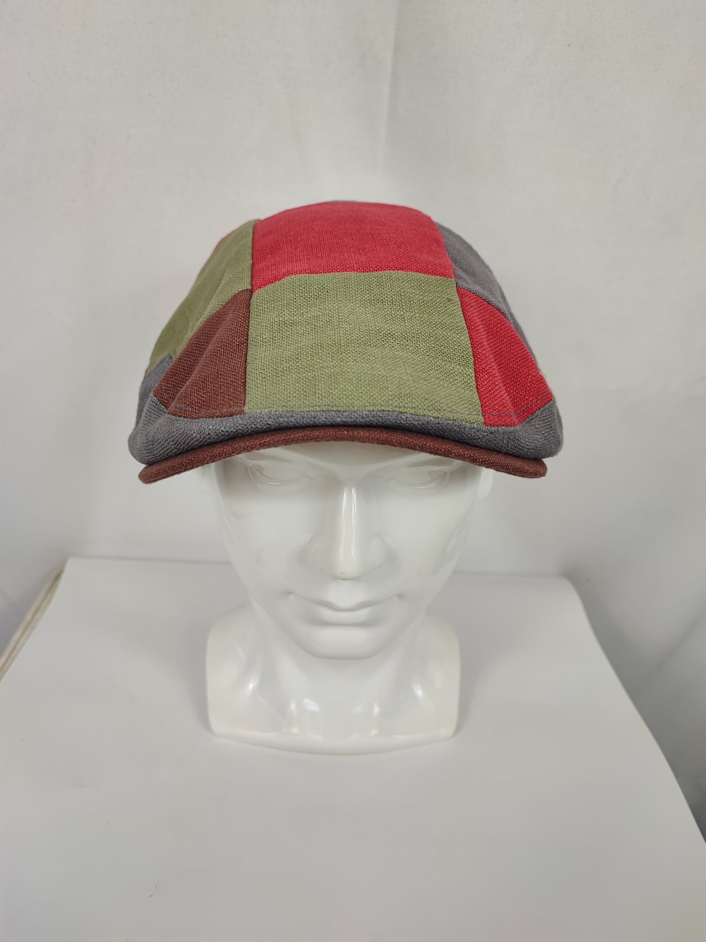 Coppola liscia nuova inglese in Lino Multicolore - New Patch Multicolor Linen Flat Cap