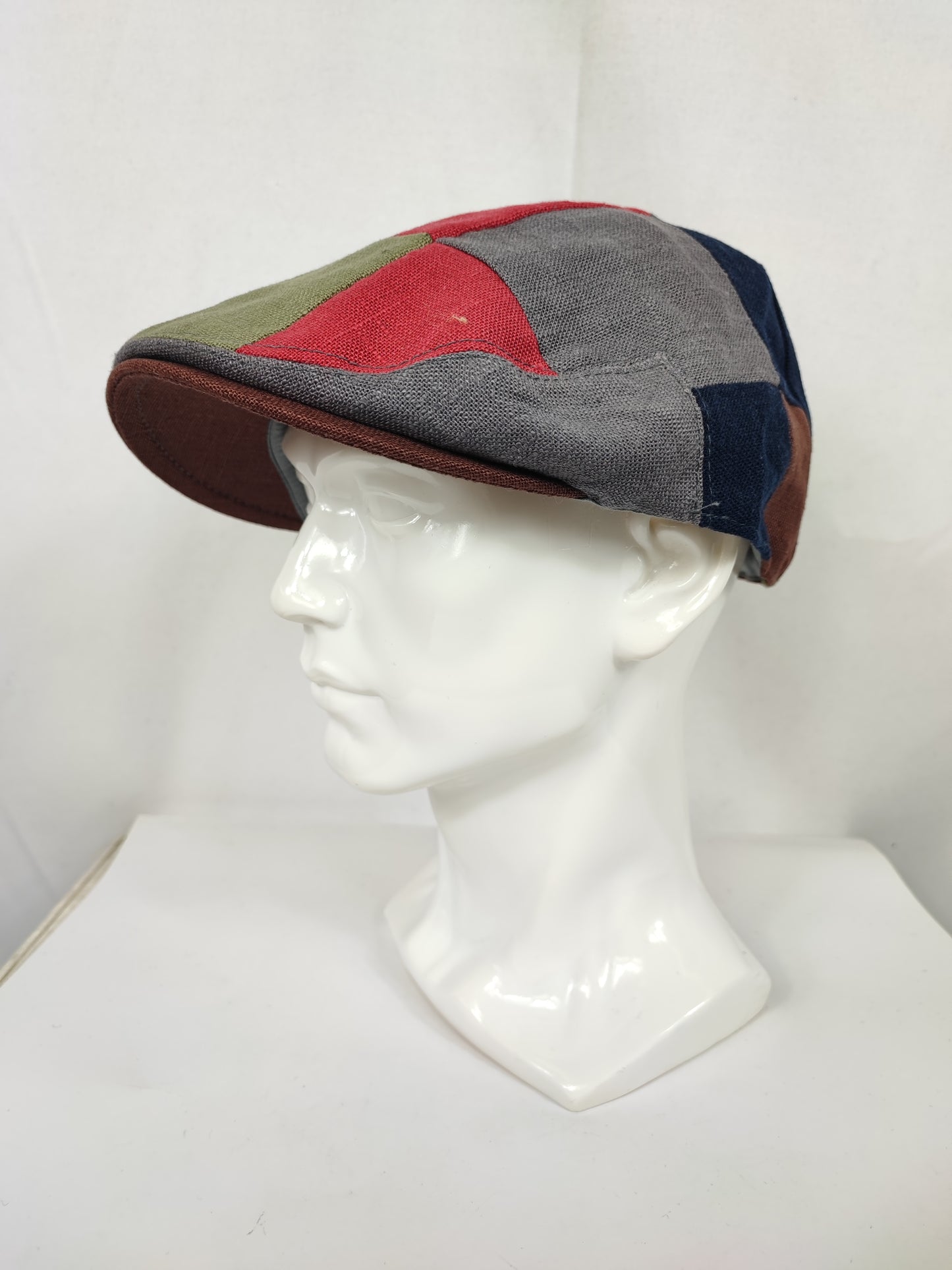 Coppola liscia nuova inglese in Lino Multicolore - New Patch Multicolor Linen Flat Cap