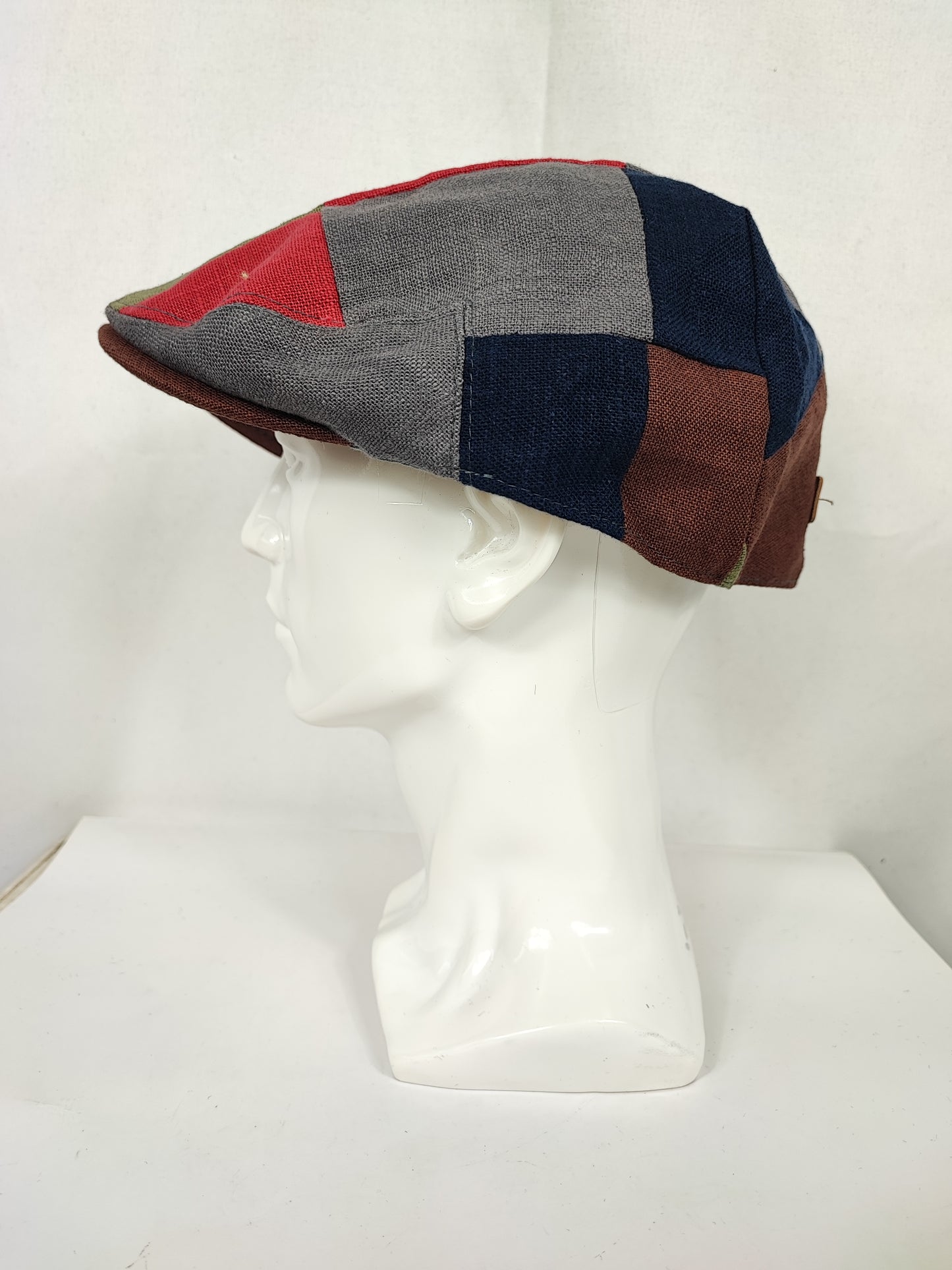 Coppola liscia nuova inglese in Lino Multicolore - New Patch Multicolor Linen Flat Cap