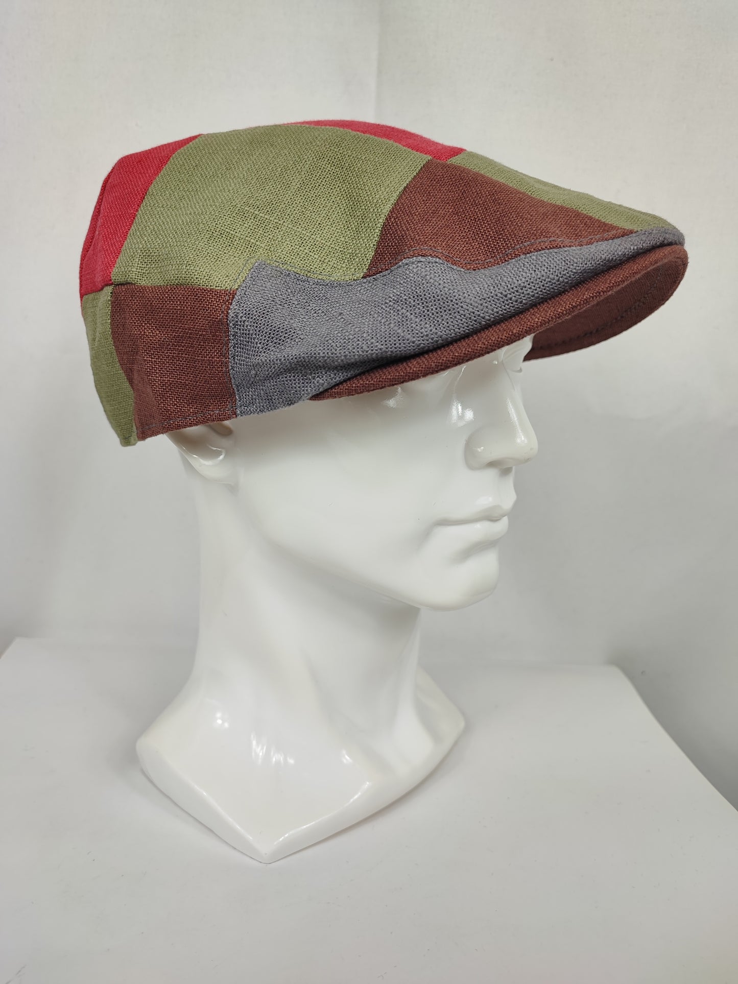 Coppola liscia nuova inglese in Lino Multicolore - New Patch Multicolor Linen Flat Cap