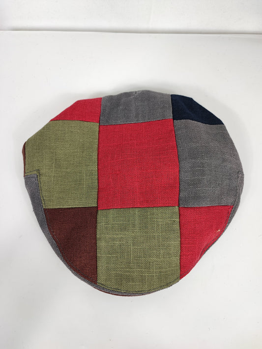 Coppola liscia nuova inglese in Lino Multicolore - New Patch Multicolor Linen Flat Cap