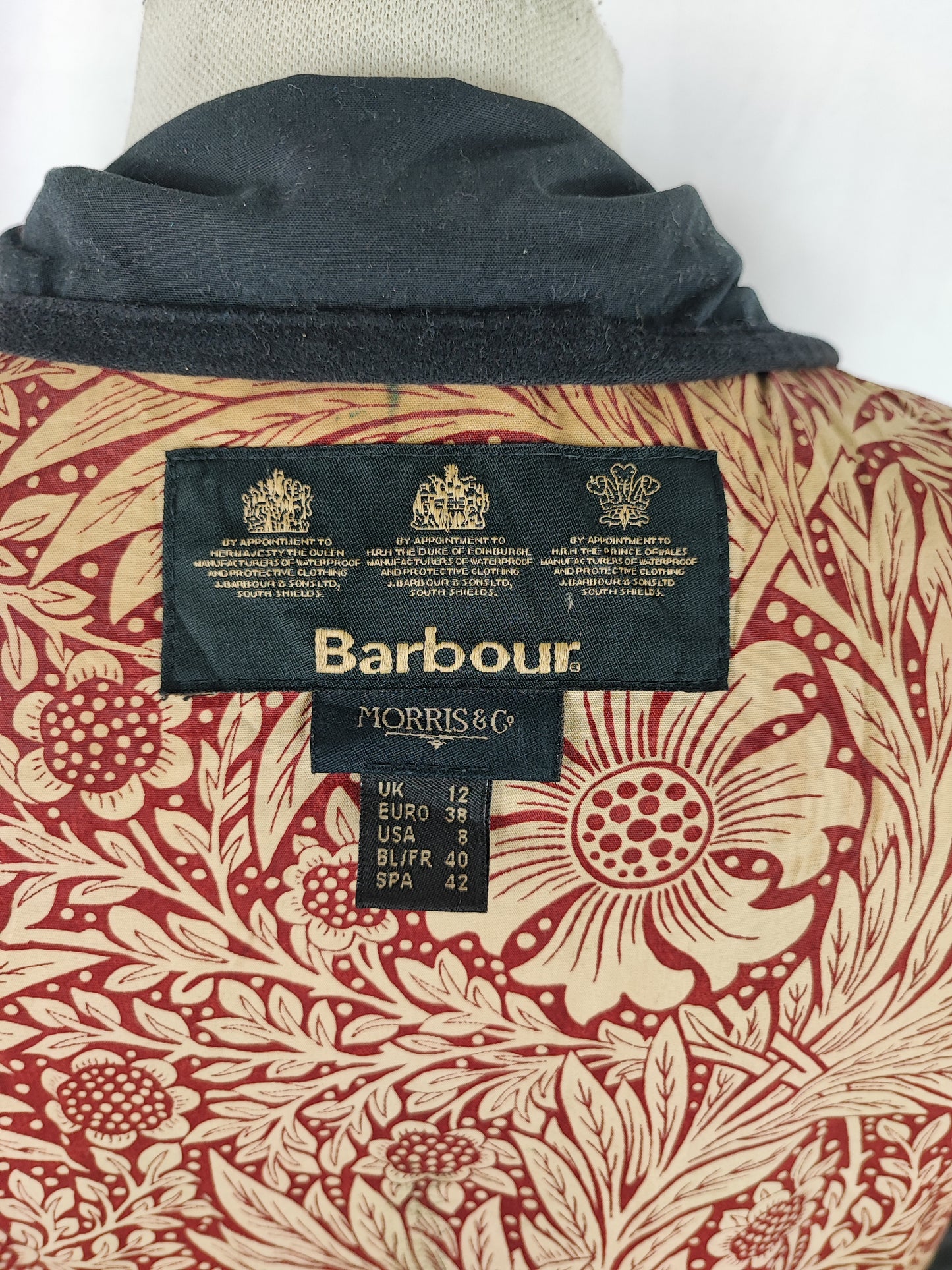Barbour Giacca corta nera donna Tg. 42 Morris Black Wax Utility Jacket Size UK12 Medium