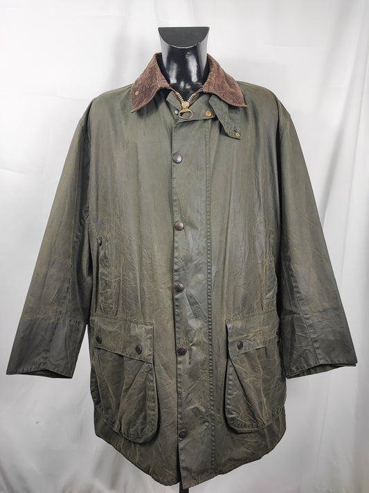 Barbour Giacca Uomo Border Verde Vintage C48/122cm Xlarge- Green Man wax Vintage Coat XL