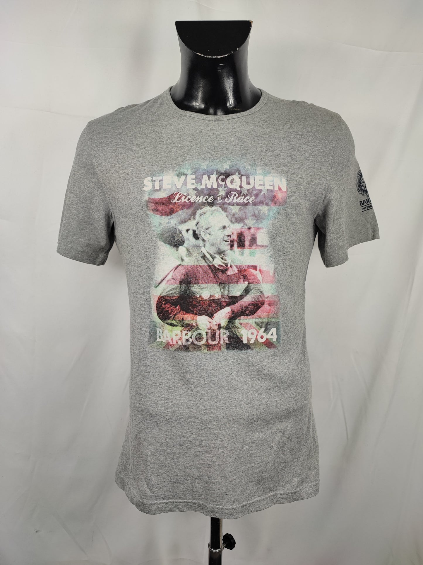 T-shirt Barbour Steve Mc Queen grigia da uomo in cotone taglia Medium