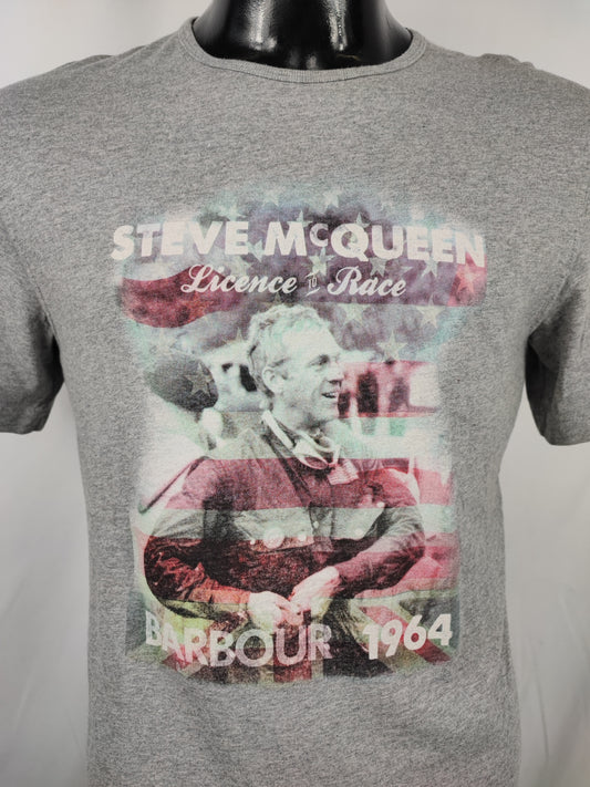 T-shirt Barbour Steve Mc Queen grigia da uomo in cotone taglia Medium