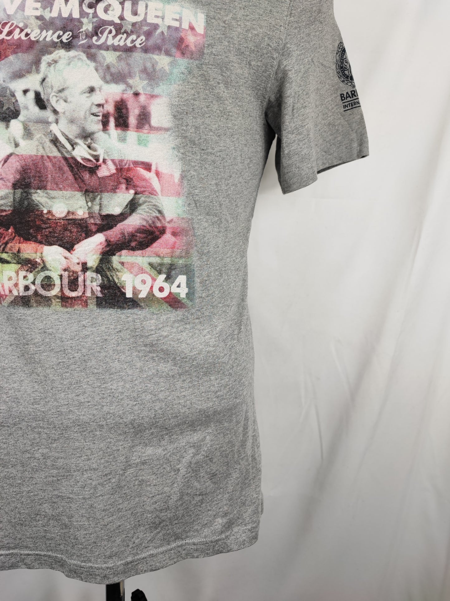 T-shirt Barbour Steve Mc Queen grigia da uomo in cotone taglia Medium