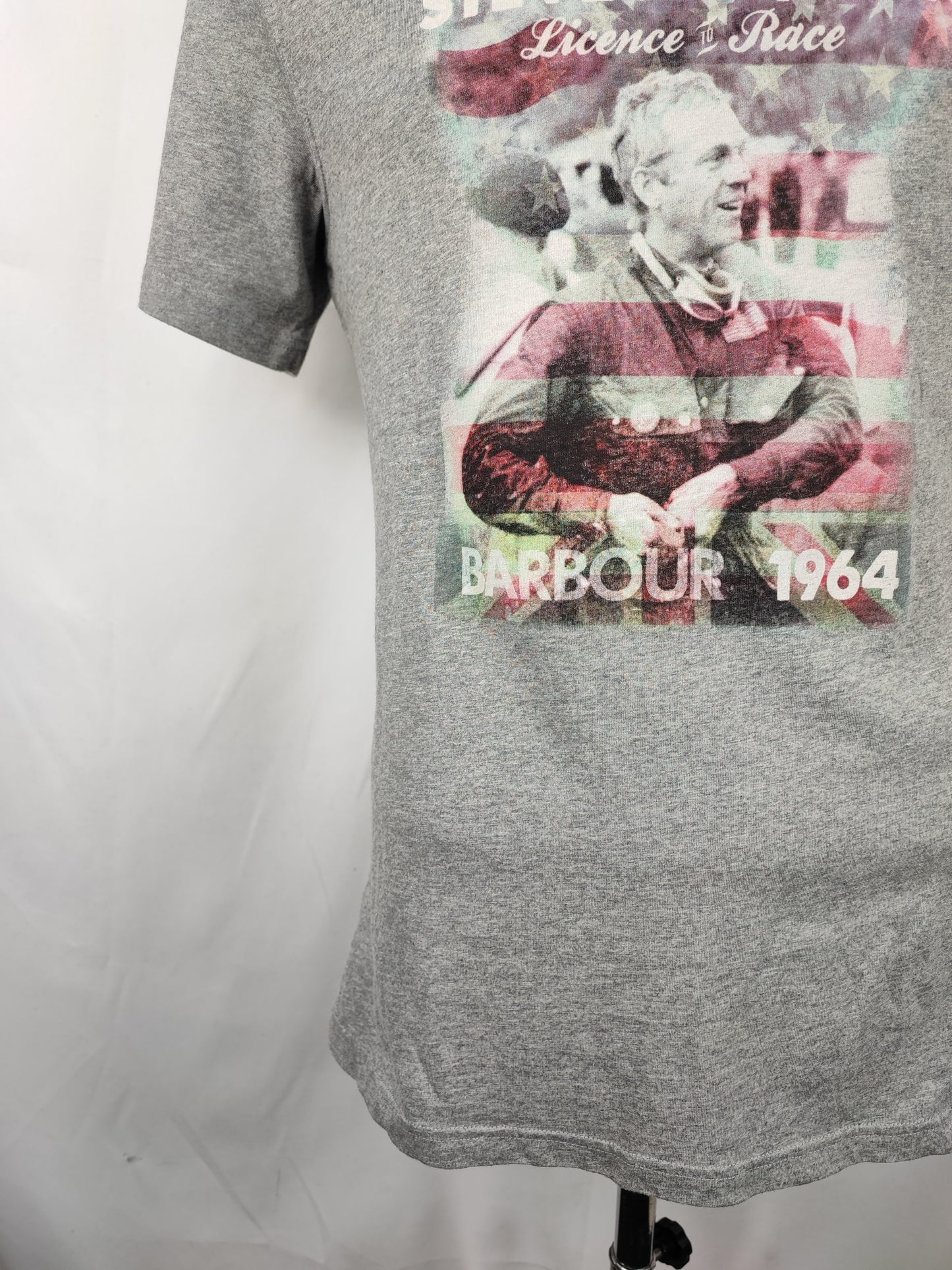 T-shirt Barbour Steve Mc Queen grigia da uomo in cotone taglia Medium