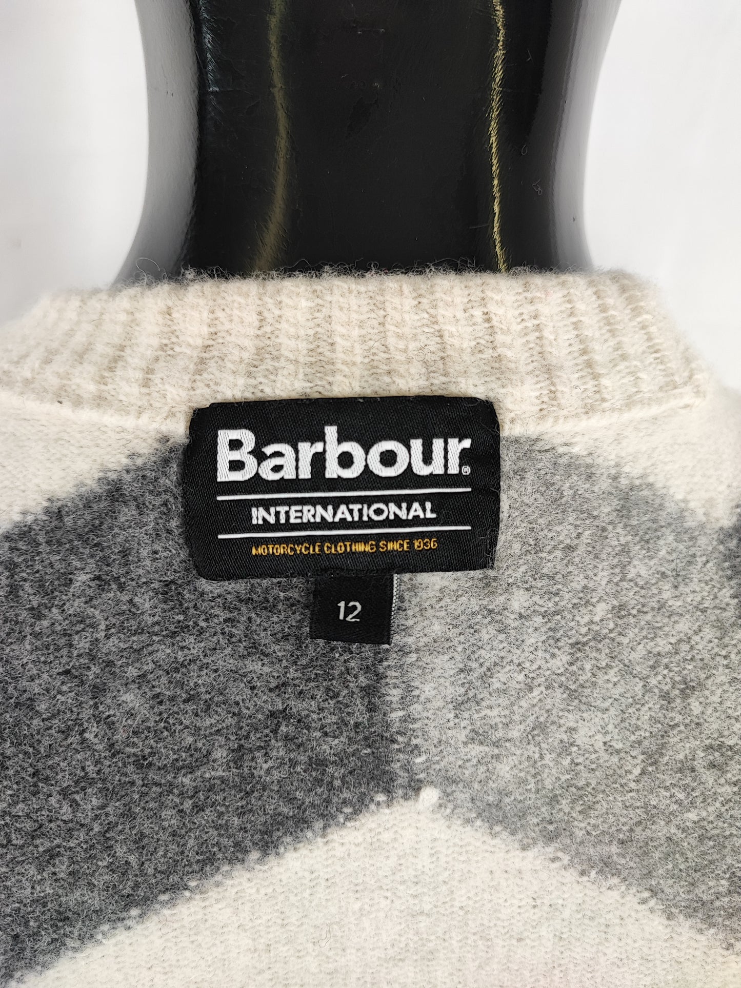 Maglione Barbour da donna in lana Uk12 Medium - Lady White wool cubes Jumper size uk12