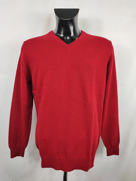 Maglione Barbour da uomo in lana rosso Medium-  Man lambswool Red Jumper V neck size M