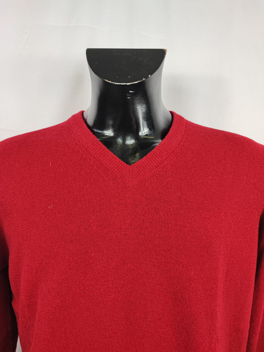 Maglione Barbour da uomo in lana rosso Medium-  Man lambswool Red Jumper V neck size M