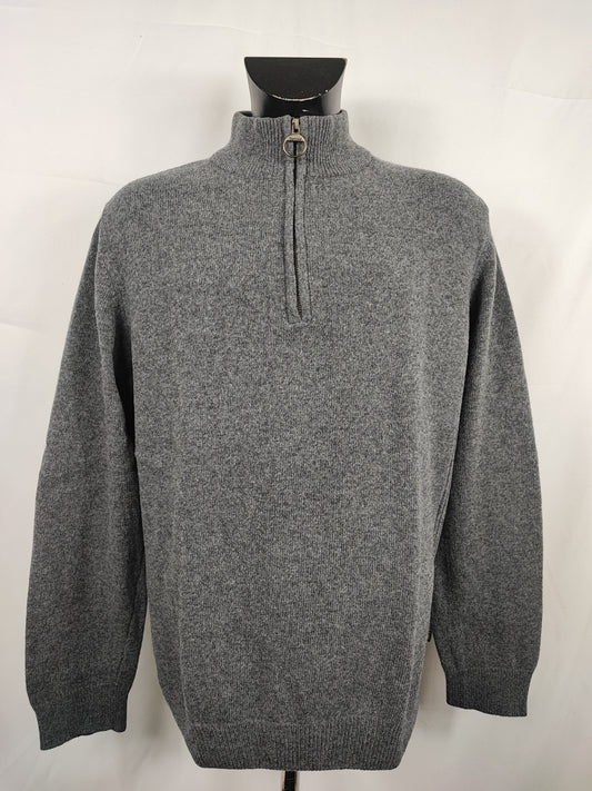 Maglione Barbour da uomo in lana grigio XL -  Man Wool Grey Jumper Size XLarge