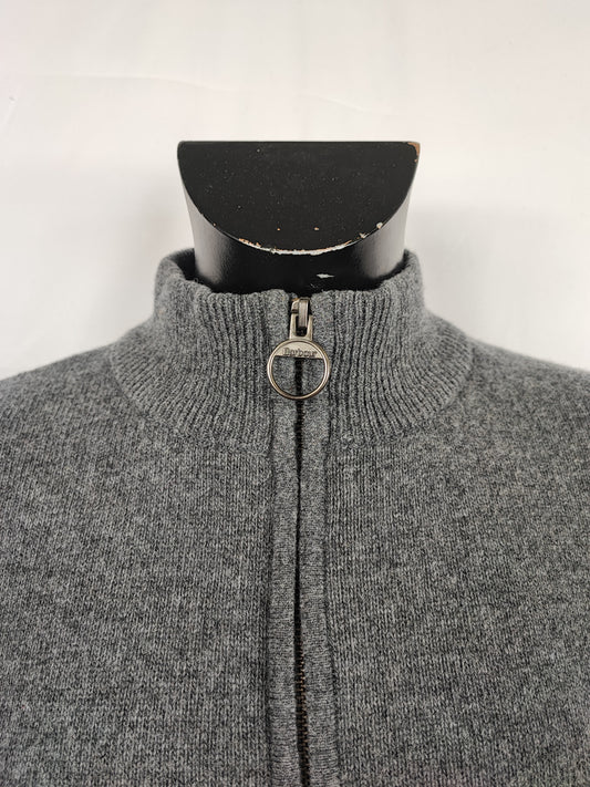 Maglione Barbour da uomo in lana grigio XL -  Man Wool Grey Jumper Size XLarge
