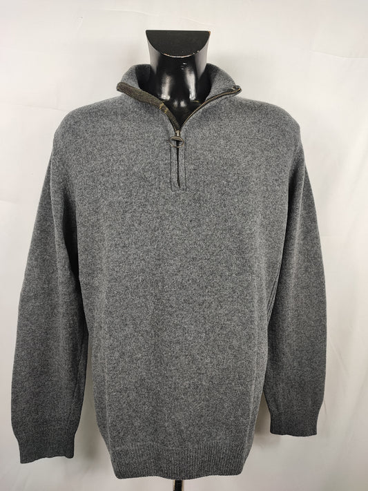 Maglione Barbour da uomo in lana grigio XL -  Man Wool Grey Jumper Size XLarge