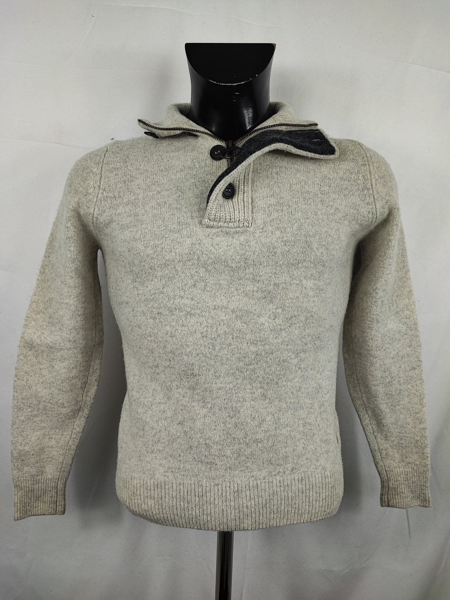 Maglione Barbour da uomo in lana bianco Small -  Man Wool White Jumper Size Small