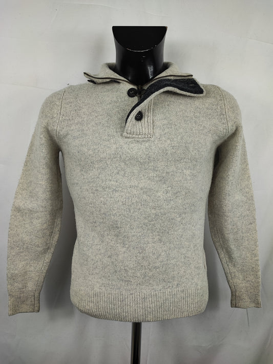 Maglione Barbour da uomo in lana bianco Small -  Man Wool White Jumper Size Small