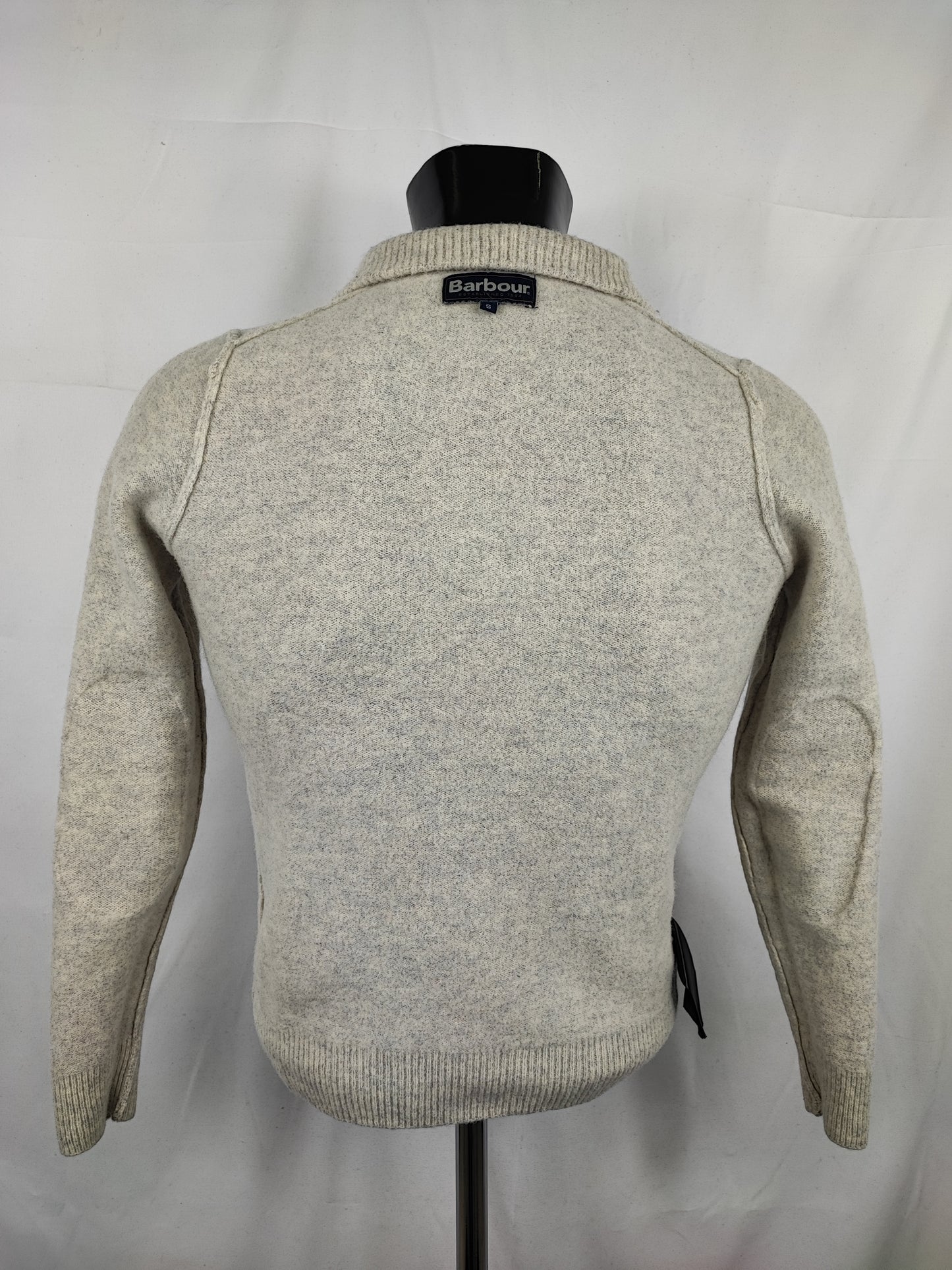 Maglione Barbour da uomo in lana bianco Small -  Man Wool White Jumper Size Small