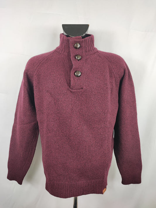 Maglione Barbour da uomo in lana Bordeaux Large-  Man Wool Bordeaux Jumper Size Large
