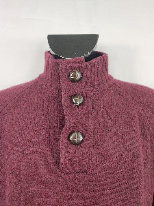 Maglione Barbour da uomo in lana Bordeaux Large-  Man Wool Bordeaux Jumper Size Large