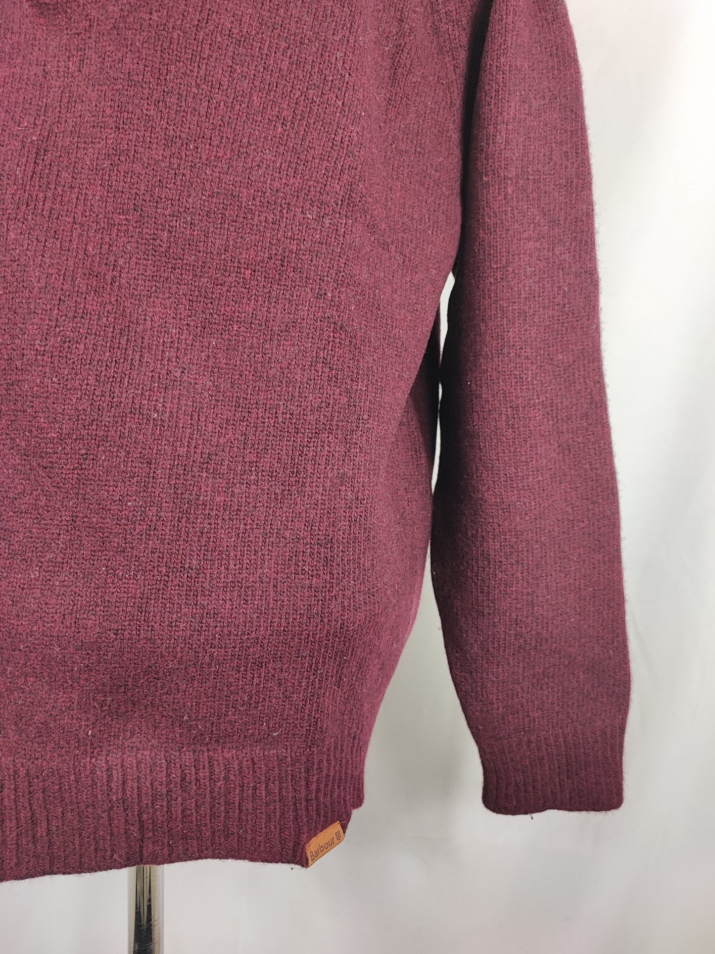 Maglione Barbour da uomo in lana Bordeaux Large-  Man Wool Bordeaux Jumper Size Large