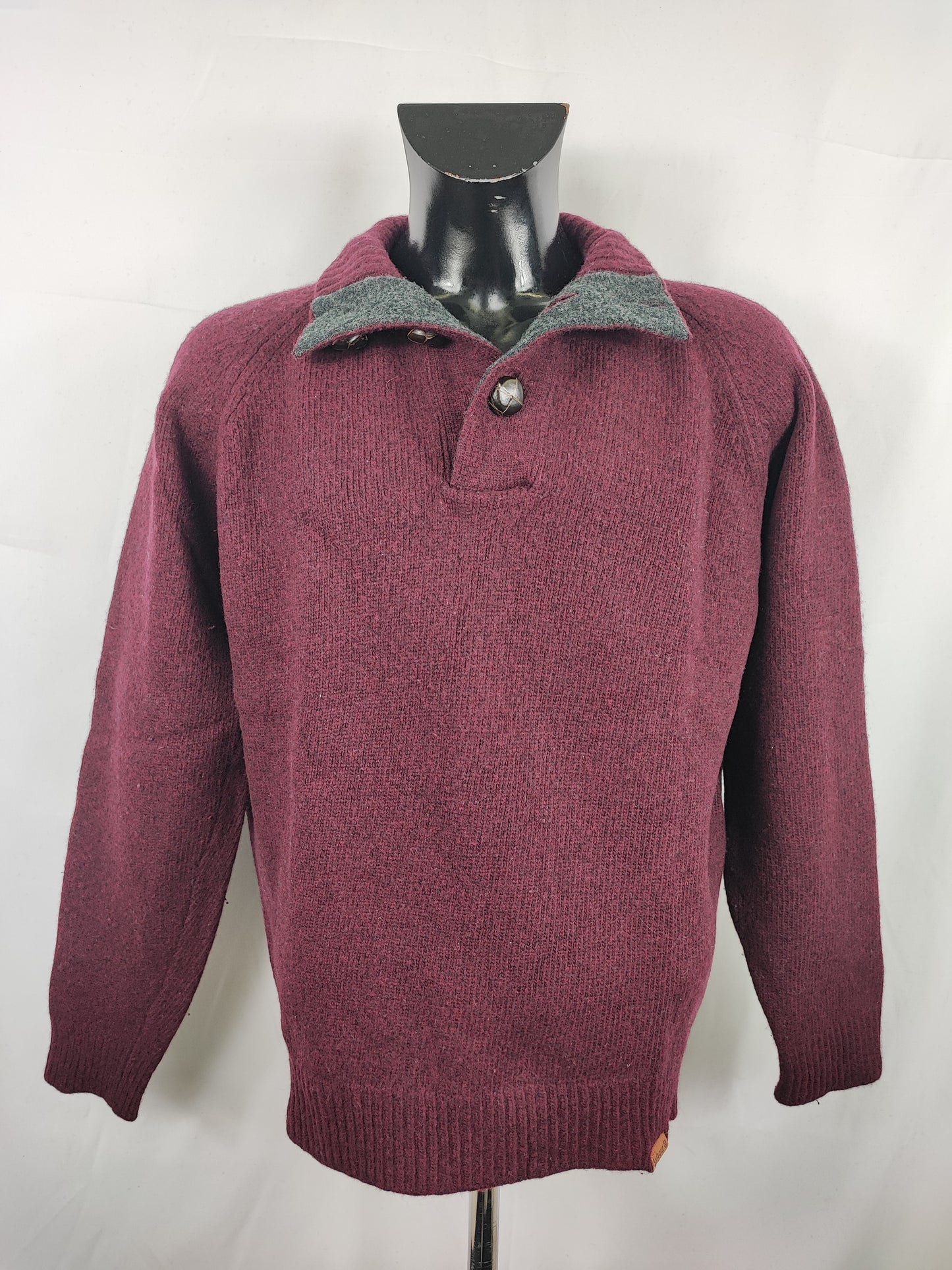 Maglione Barbour da uomo in lana Bordeaux Large-  Man Wool Bordeaux Jumper Size Large