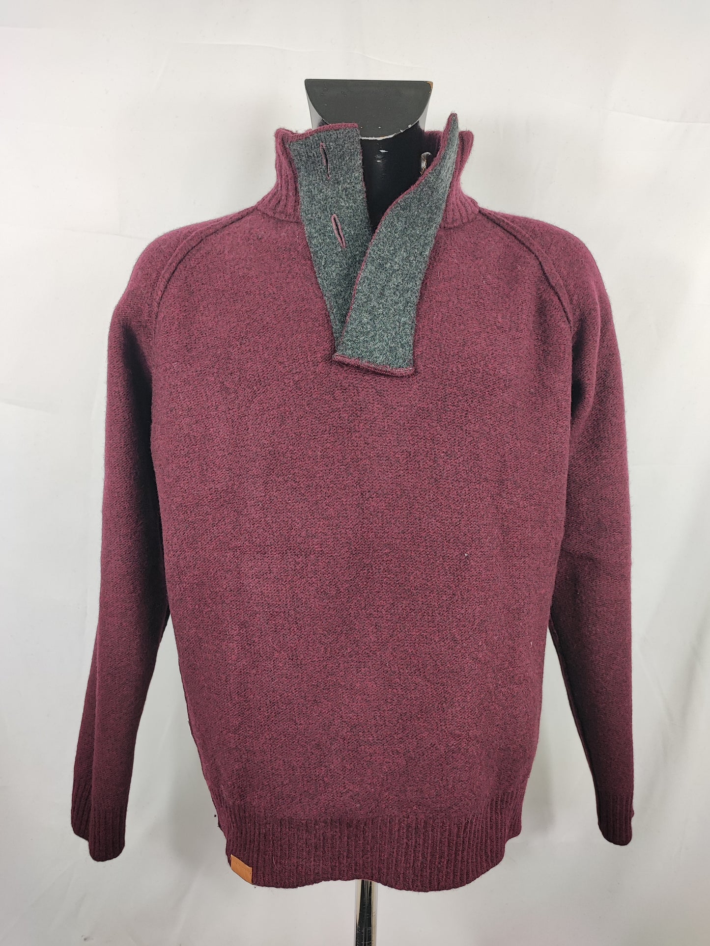 Maglione Barbour da uomo in lana Bordeaux Large-  Man Wool Bordeaux Jumper Size Large