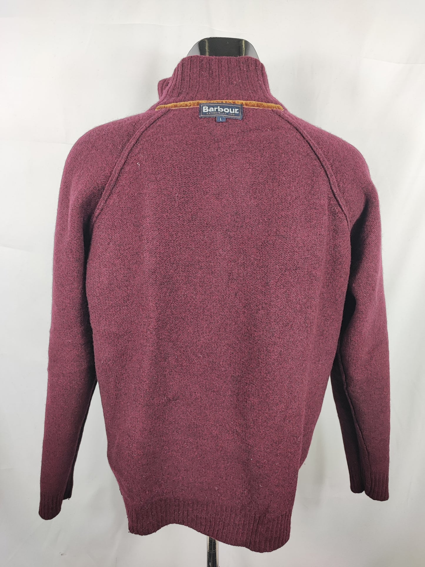 Maglione Barbour da uomo in lana Bordeaux Large-  Man Wool Bordeaux Jumper Size Large