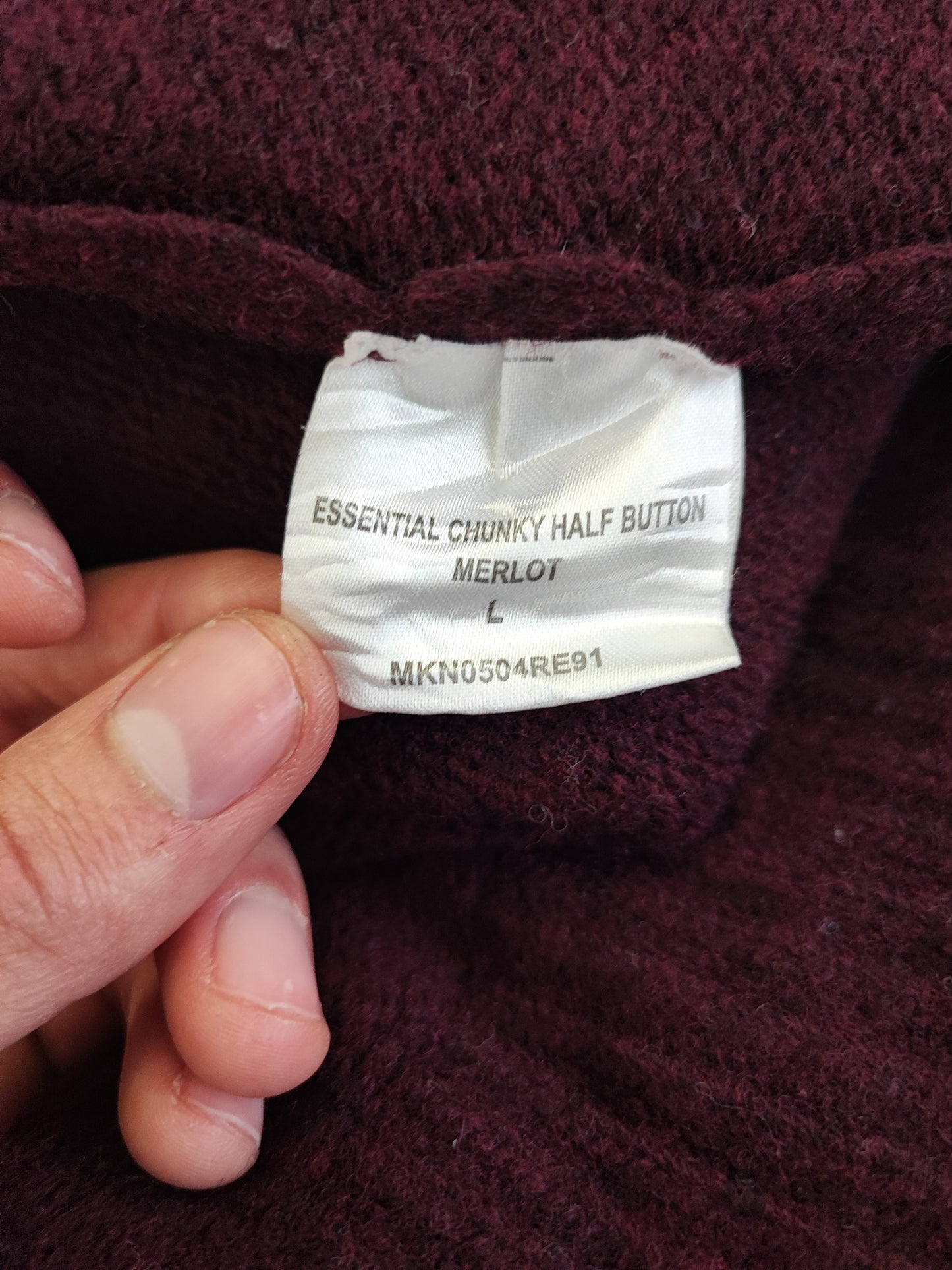 Maglione Barbour da uomo in lana Bordeaux Large-  Man Wool Bordeaux Jumper Size Large