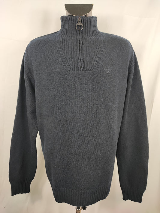Maglione Barbour da uomo in lana Blu XL -Man Lambswool Navy Jumper Size Xlarge