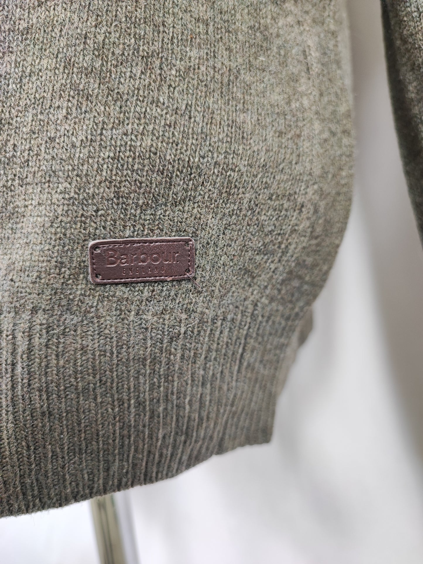 Maglione Barbour da uomo in lana Verde M -Man Olive Wool Jumper Size Medium
