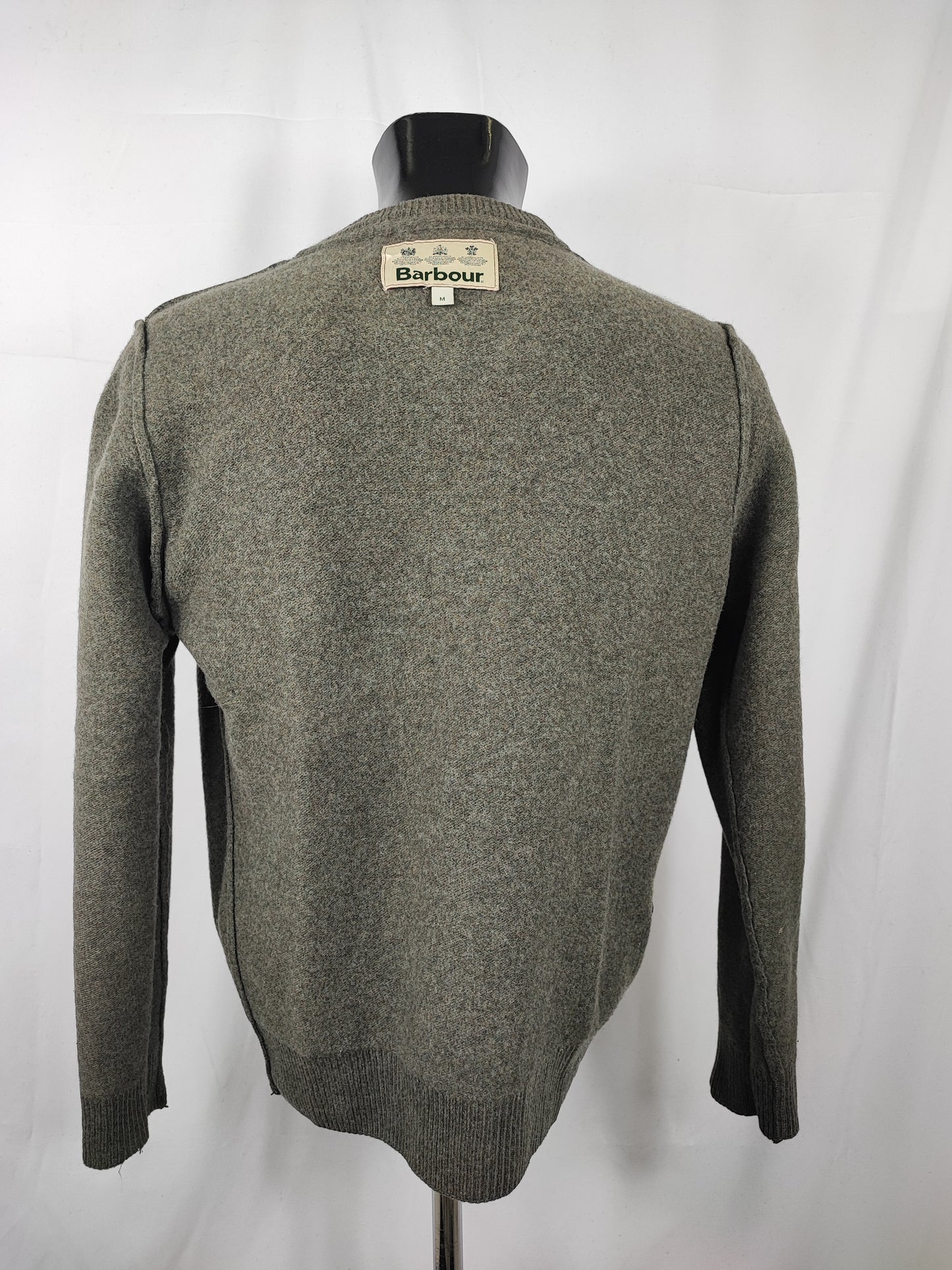 Maglione Barbour da uomo in lana Verde M -Man Olive Wool Jumper Size Medium