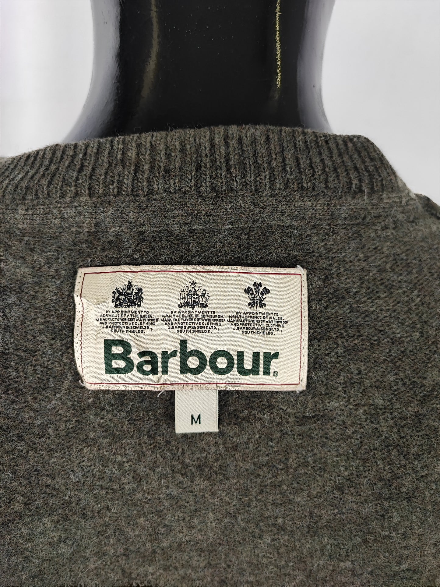 Maglione Barbour da uomo in lana Verde M -Man Olive Wool Jumper Size Medium