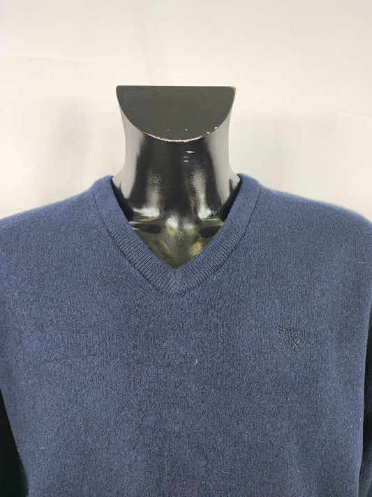 Maglione Barbour da uomo in lana Blu L -Man Blue Wool Jumper Size Large