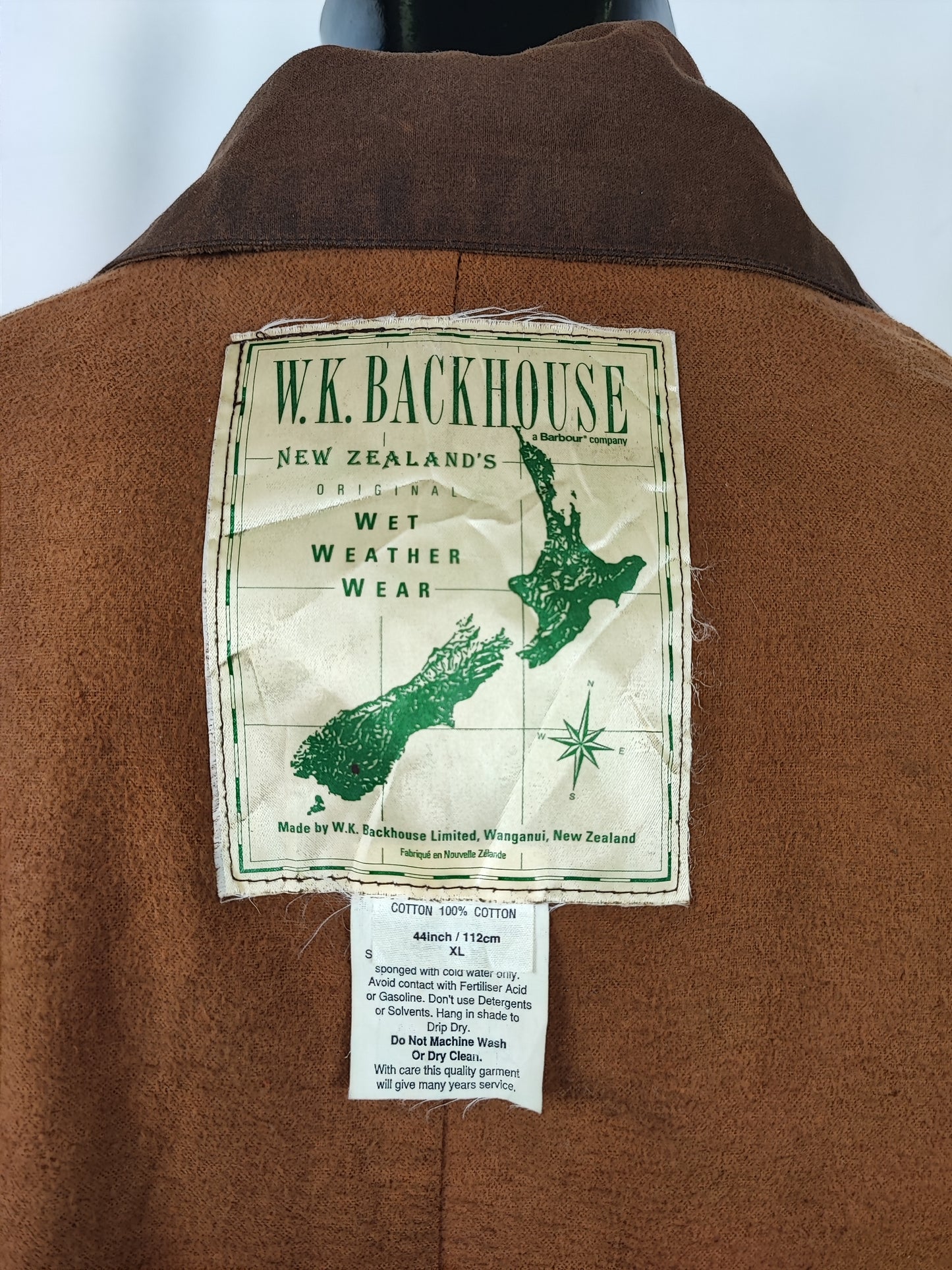 RARO Barbour Backhouse marrone C44/112 cm Man Riding Brown Wax Jacket size XLarge