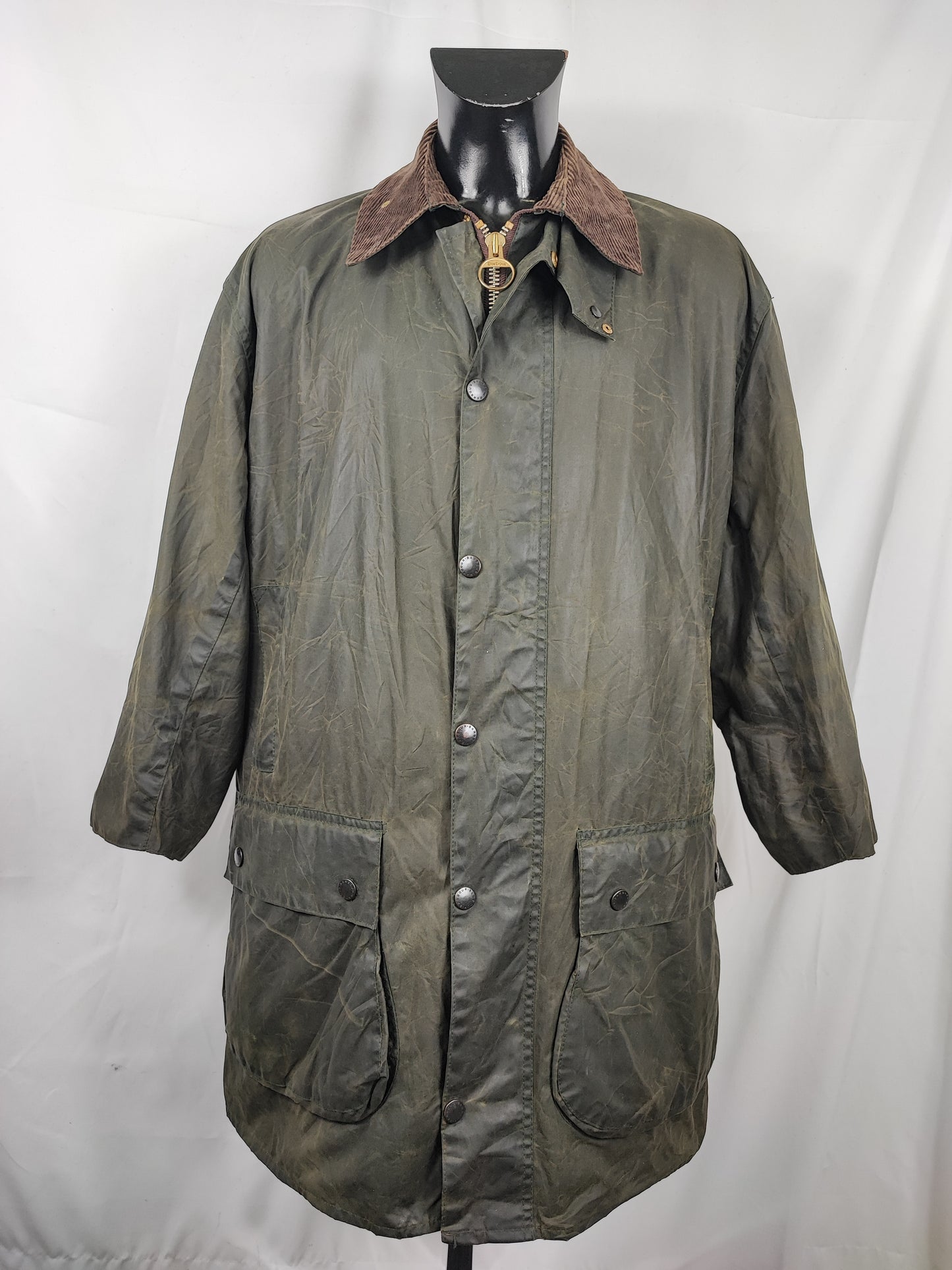 Barbour Uomo Border vintage verde cotone Cerato C44/112cm Man Green Border Coat Size XL - Shop In London