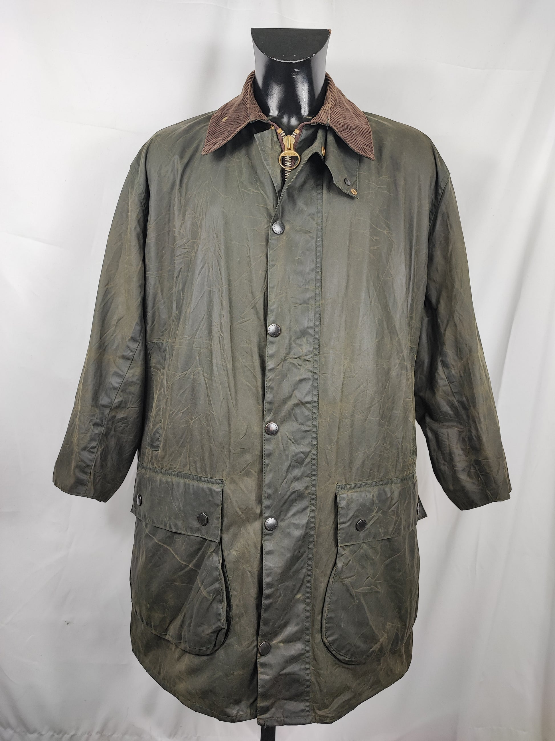Barbour Uomo Border vintage verde cotone Cerato C44/112cm Man Green Border Coat Size XL - Shop In London