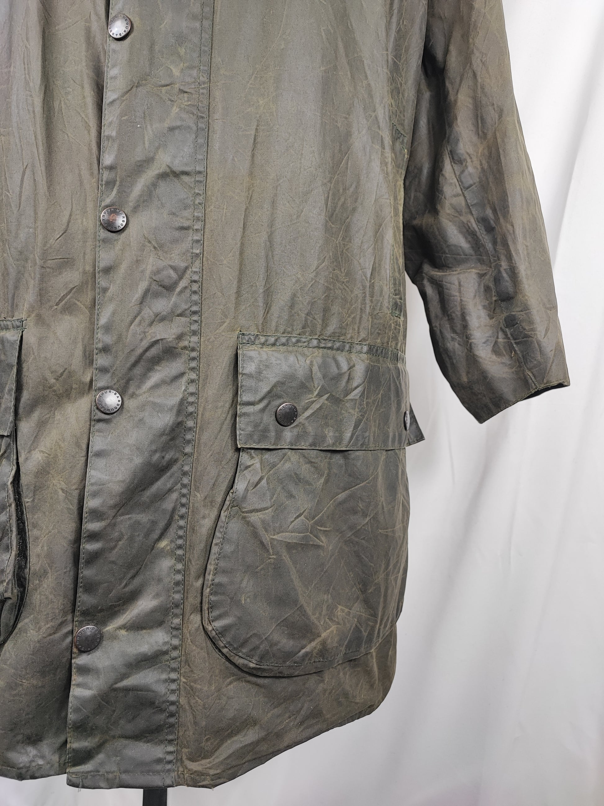 Barbour Uomo Border vintage verde cotone Cerato C44/112cm Man Green Border Coat Size XL - Shop In London